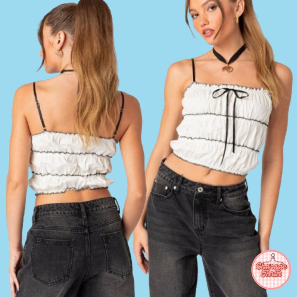 Edikted - White Top w/ Black Ribbon - Picture 2 of 2